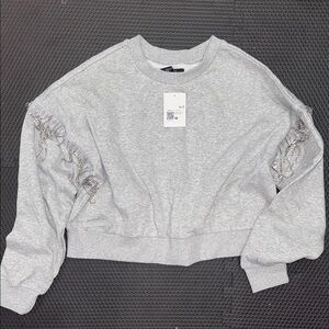 Forever 21 Gray Embellished Sweatshirt